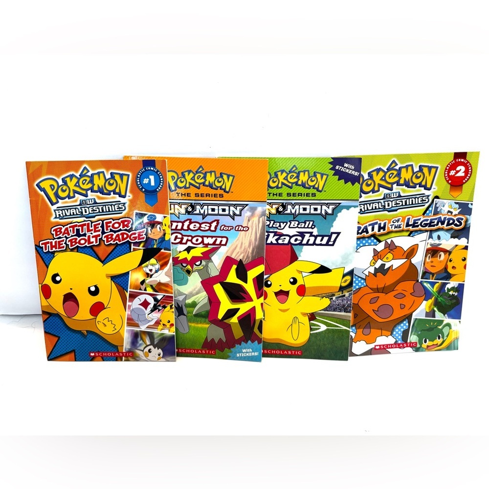 Set of 4 Level 1 and  2 Readers Pokémon Graphic Novels with Stickers